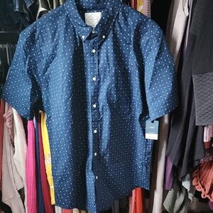 Men's Blue Patterned Button Down Shirt XL NEW